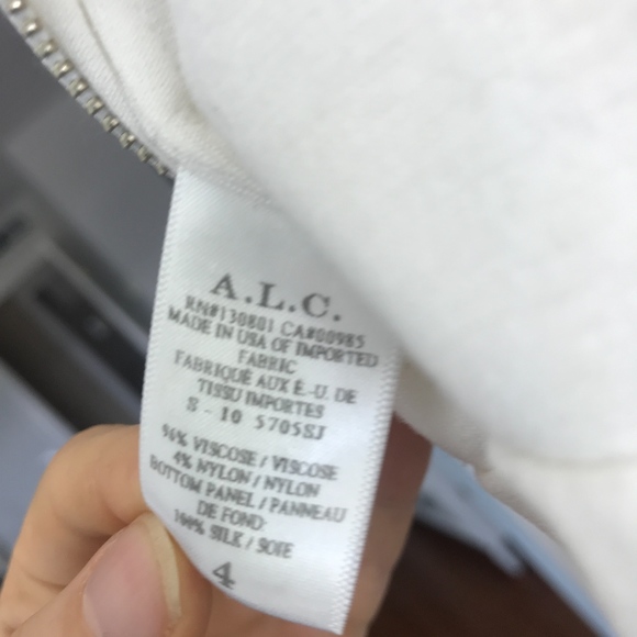 A.L.C. White Silk Mock Turtleneck with Exposed Zip - Picture 5 of 5
